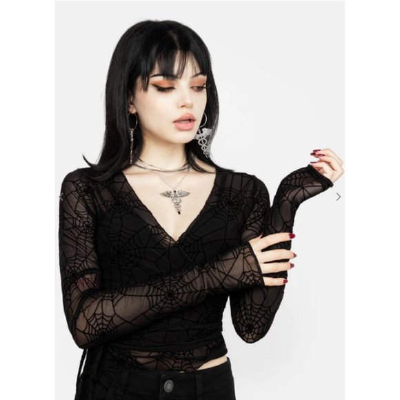 DISTURBIA Venom spiderweb mesh top NWT - Picture 2 of 9